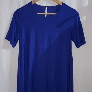 Azules Blue Short Sleeve Tunic Dress Shirt Size S